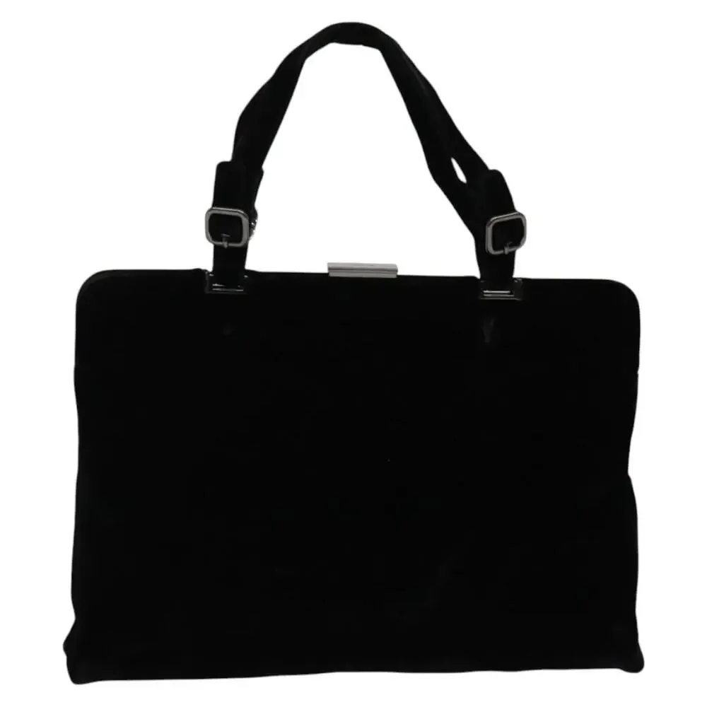 PRADA Hand Bag Velor Black Silver - Picture 2 of 12